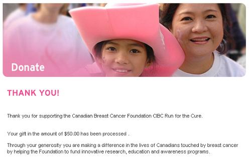 Canadian Breast Cancer Foundation CIBC Run for the Cure