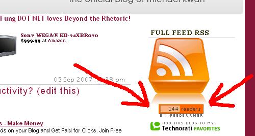 rss subscriber count at 144