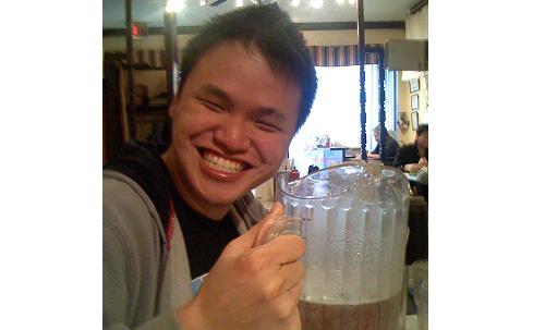 michael kwan with three-spout pitcher at pho lan richmond