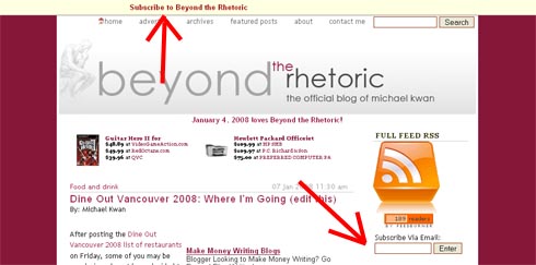 email subscription box
