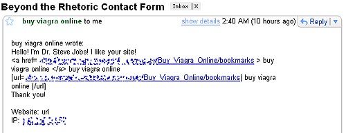contact form spam
