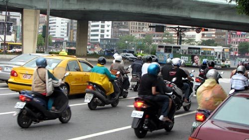 Taipei Taiwan Scooters in Traffic