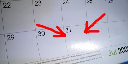 End of Month on a Calendar
