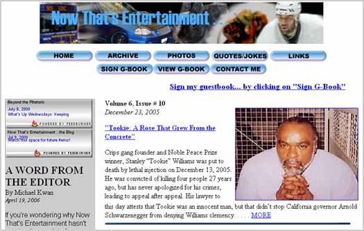 Now That's Entertainment, Written by Michael Kwan, Originally Hosted by Geocities