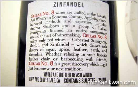 Zinfandel Red Wine from Cellar No. 8 Zinfandel Red Wine from Cellar No. 8